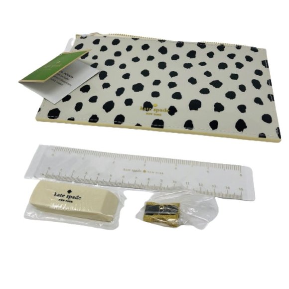 Kate Spade Pencil Pouch Bag, Pencils, Ruler, Sharpener, & Eraser Set #2440 - Picture 2 of 5